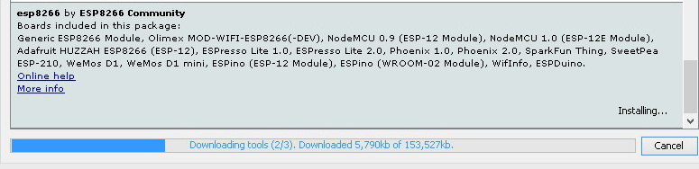Adding ESP8266 platform to Arduino IDE
