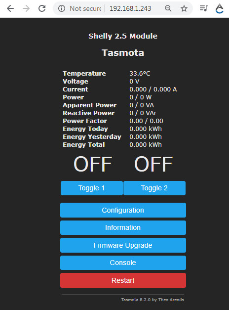 shelly 2.5 tasmota