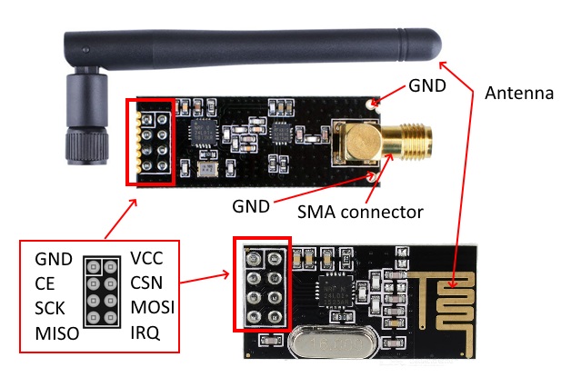 SMA Antenna Arduino 2.4G 2PCS NRF24L01 Wireless Transceiver Module