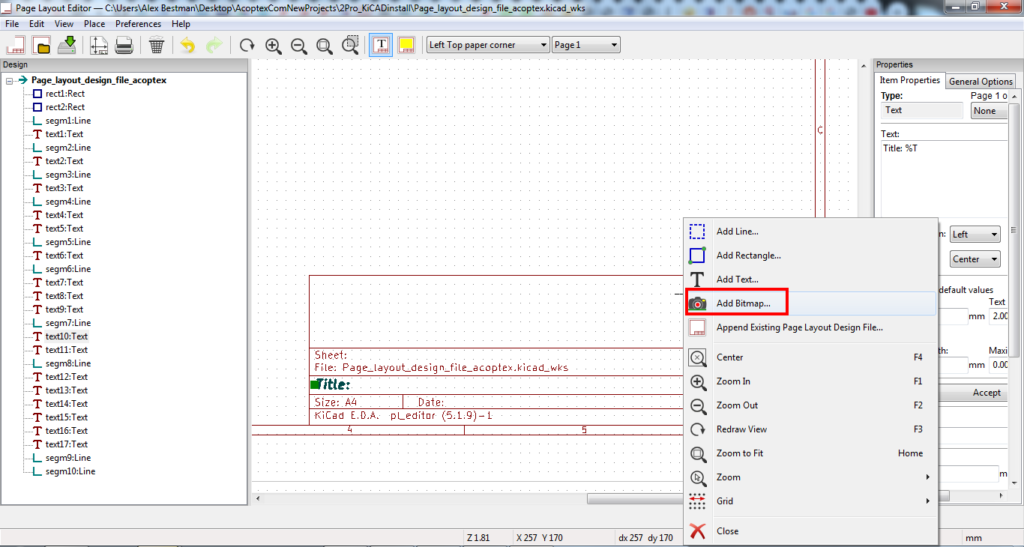 How to modify the title block of the schematics sheet in KiCad v5
