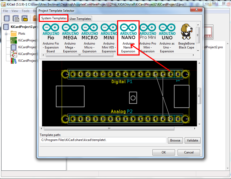 project templates in KiCad v5