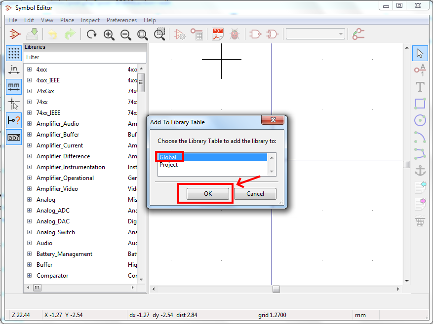 how to create new symbol and new library in KiCad v5