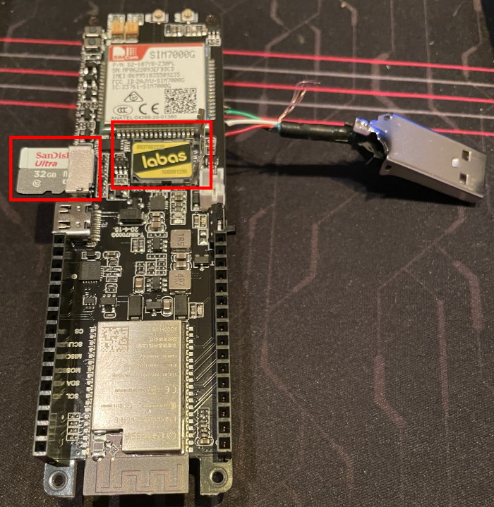 Insert a nano SIM card in LILYGO T-SIM7000G ESP32 development board